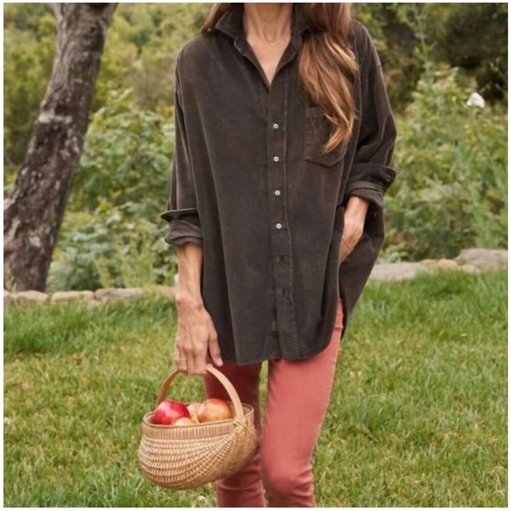 Frank & Eileen S Shirley Oversized Corduroy Button up in Espresso Brown